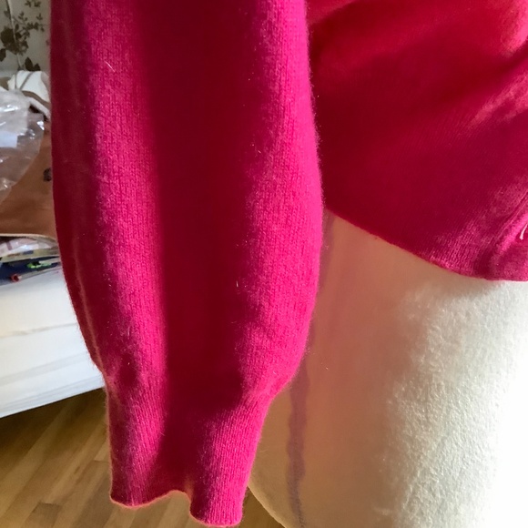 Boden Washable Cashmere Crop Cardigan 3/4 Sleeves Hot Pink Us Size 10, UK 14 - Picture 3 of 6